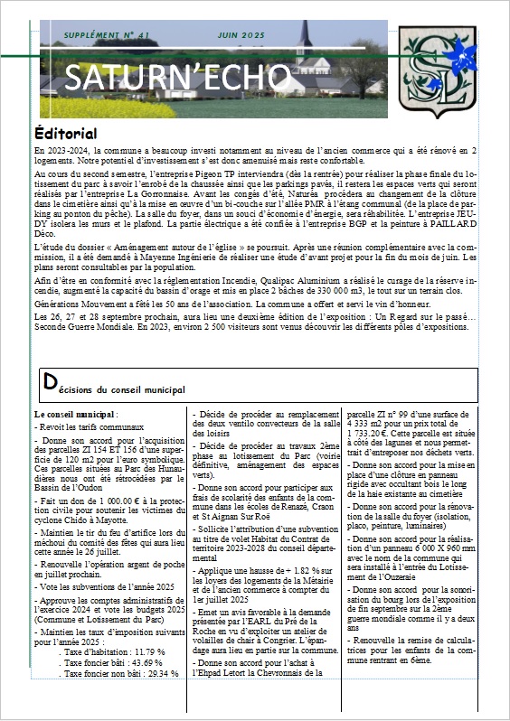 Saturn&#039;Echo n°41 Juin 2025