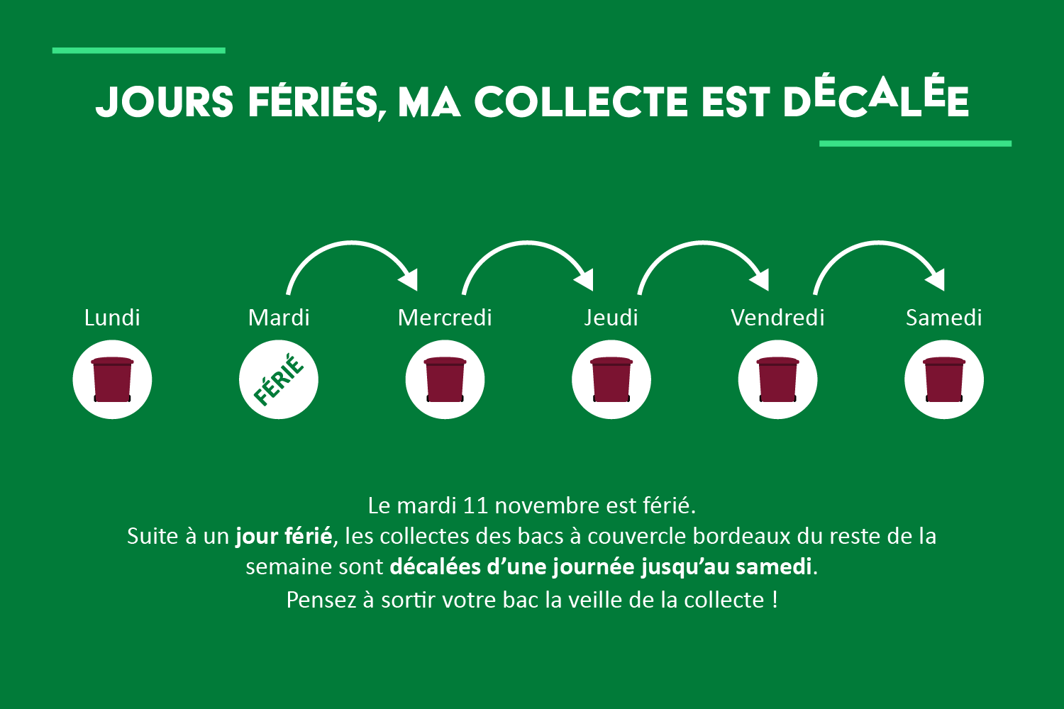 Jour férié 11 Novembre, collecte décalée