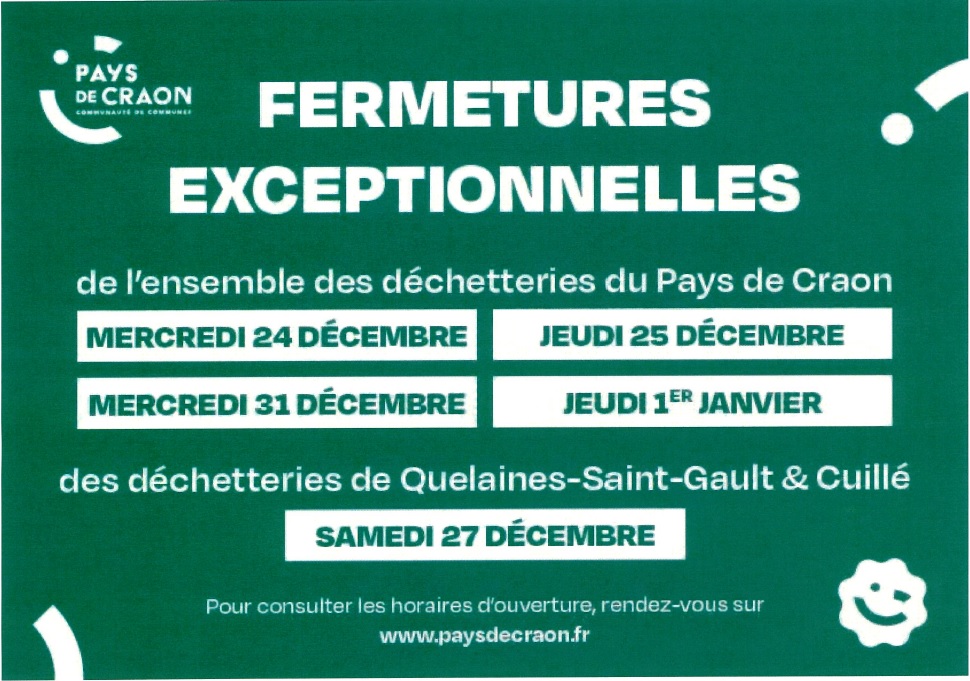Info fermetures exeptionnelles déchetteries