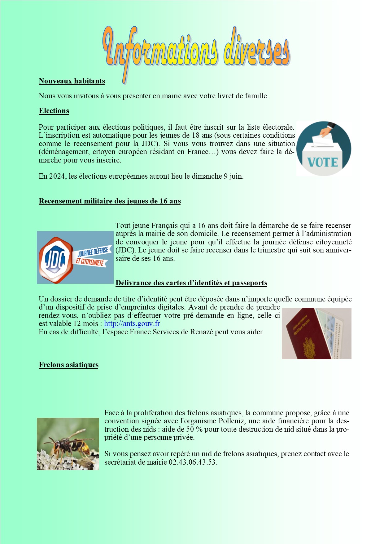 Informations diverses