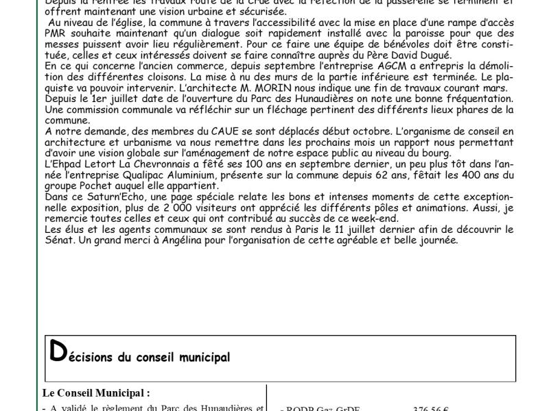 Bulletin Saturn&#039;Echo Octobre 2023 n°38