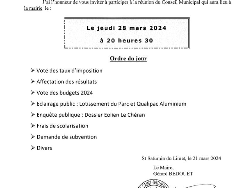 Convocation Conseilmunicipal 28/03/2024