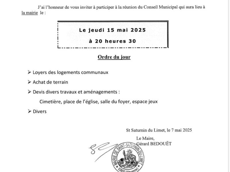 Convocation Conseil municipal 15/05/2025