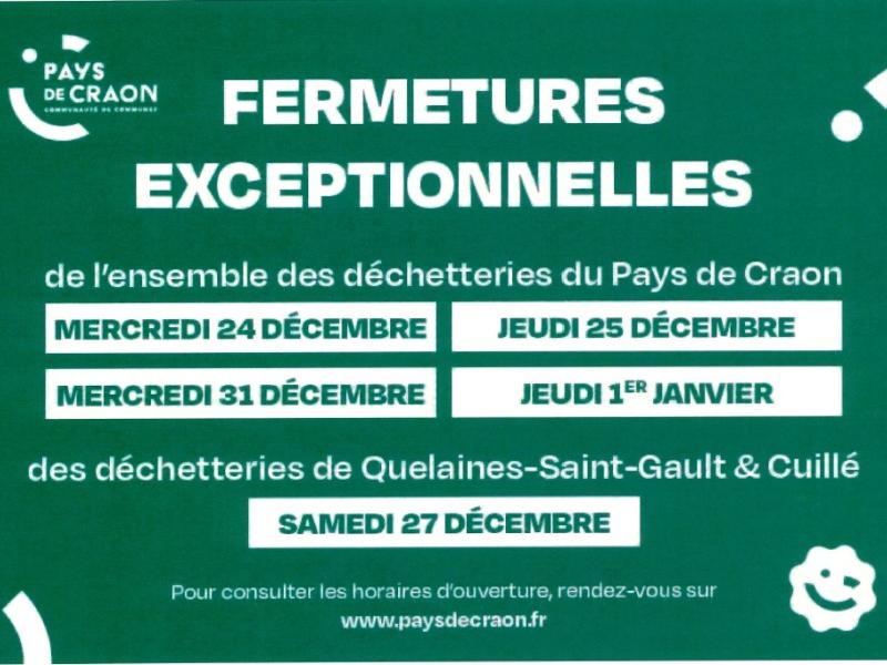 Info fermetures exeptionnelles déchetteries