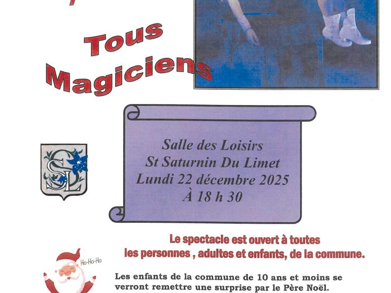 Spectacle de magie 22 Décembre salle des loisirs